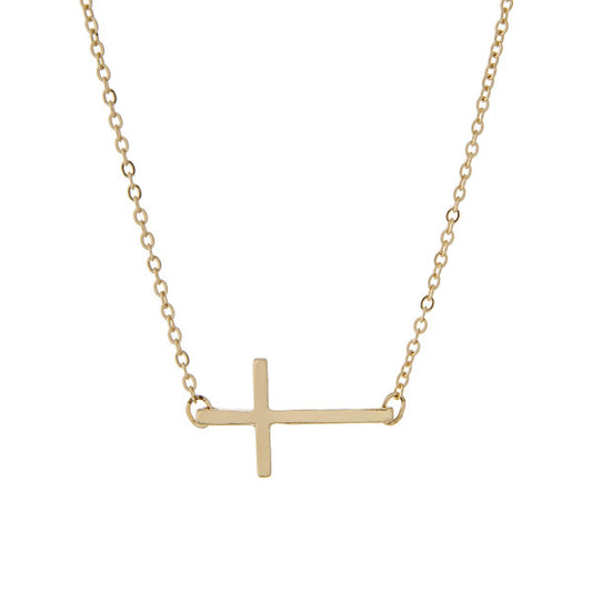 East West Cross - Gold Necklace