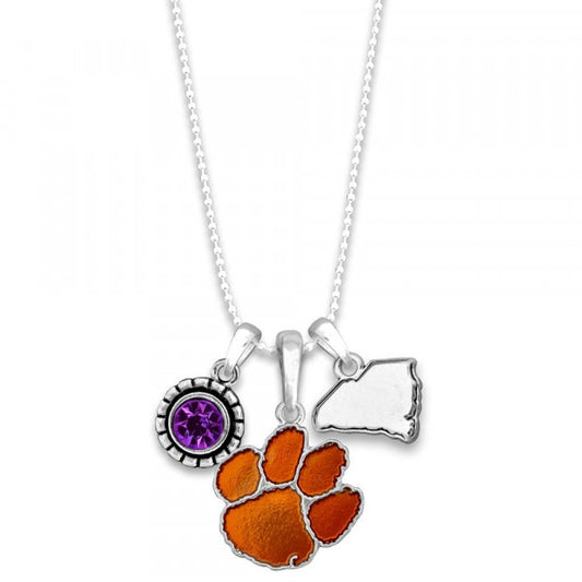 CLEMSON CHARMED - Silver Necklace