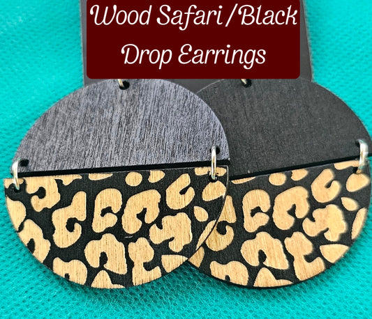 SAFARI WOOD EARRINGS-BLACK