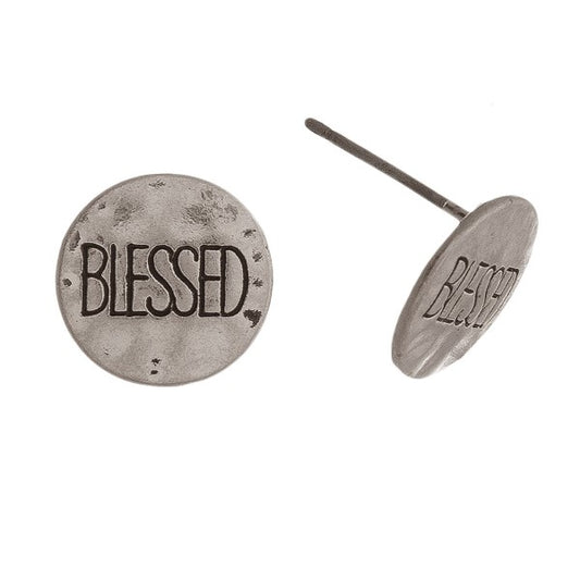 BLESSED STUD EARRINGS - SILVER