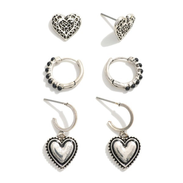 LOVE SETS of THREE - SILVER/BLACK