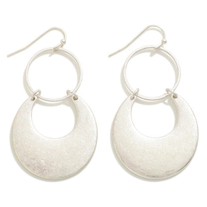 BRUSHED SILVER DROP EARRING - SILVER