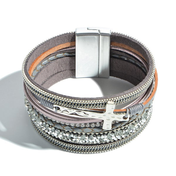 CROSS MAGNETIC BRACELET - Silver