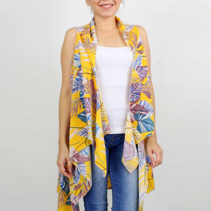 NOT YOUR AVERAGE KIMONO VEST - YELLOW/MULTI