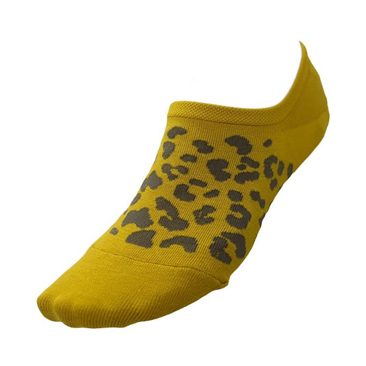 LEOPARD NO SHOW SOCKS - YELLOW