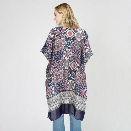 TILED UP KIMONO - NAVY