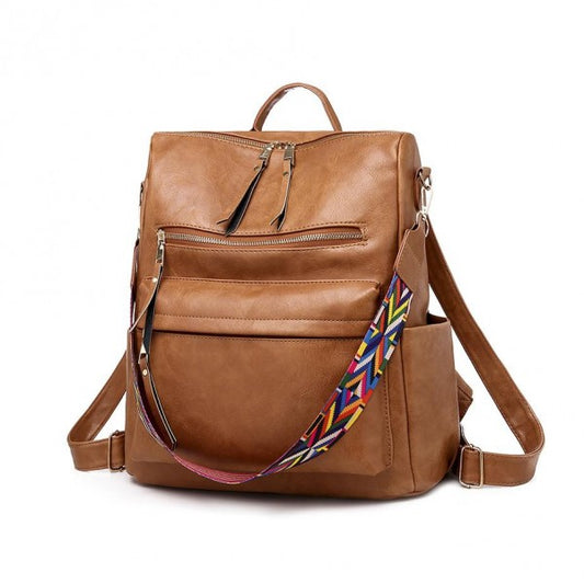 TRAVEL ALONG LEATHER BAG - BROWN