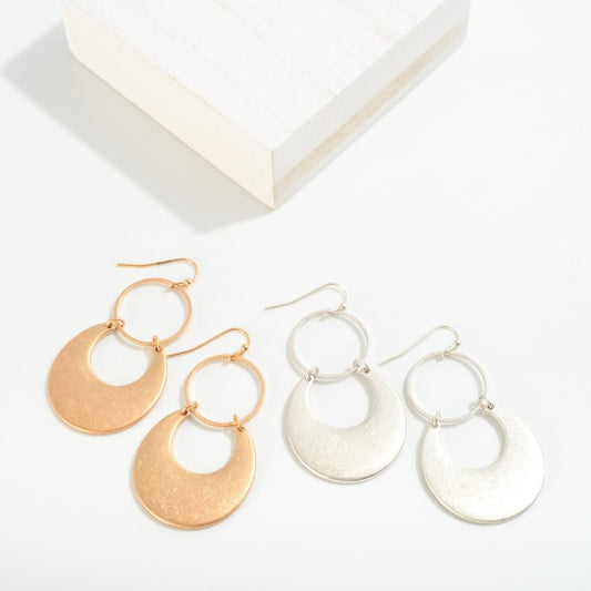 BRUSHED SILVER DROP EARRING - SILVER