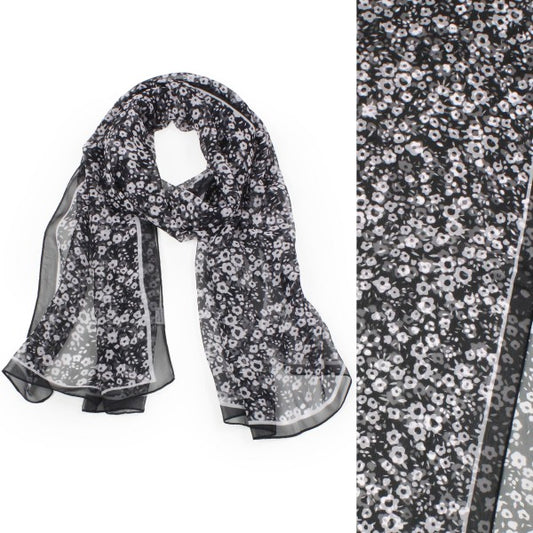 FLOWER GIRL SCARF - BLACK/WHITE